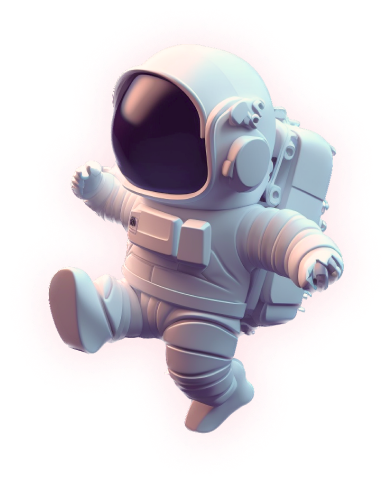 Stylized astronaut floating in space